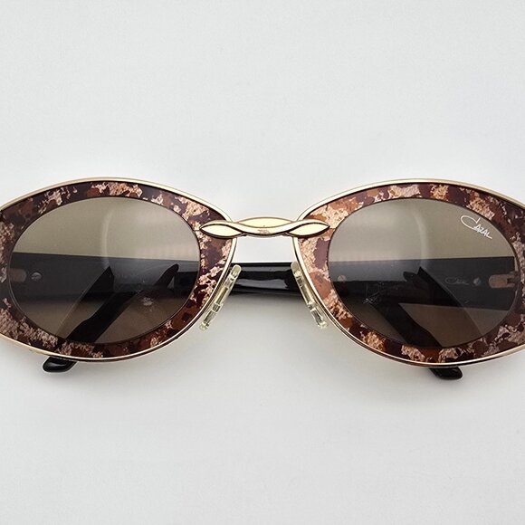 Cazal Mod. 911 Col. 948 Black Gold Leopard Frame Green Lens Sunglasses w/ Case - Picture 11 of 16